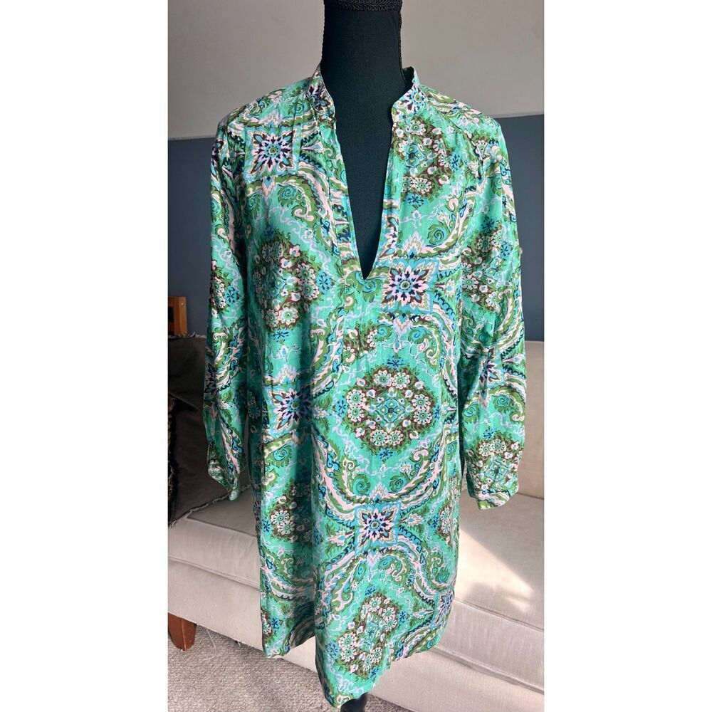 Woman’s J. Crew Floral/Geometric Dress or Tunic or Cover Up in Green Multicolor